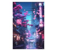 Puzzles 75x50cm/1000pcs pour Adolescents Neon Tokyo Sakura Street Puzzle pour Adultes Jeu De Réflexion Analyse Et Logique Cadeaux pour Amis Et Famille 75x50cm/1000pcs