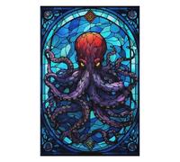 Puzzles 75x50cm/1000pcs pour Adolescents Octopus Stained Glass Art Jeux Relaxants pour Adultes Difficile Difficile Cadeaux pour Les Amis Et La Famille 75x50cm/1000pcs