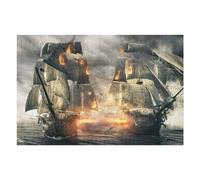 Puzzles 75x50cm/1000pcs pour Adolescents Pirate Ship Battle in Stormy Seas Puzzle Adulte Jeu Manuel Décoration Parfaite Aide À Exercer Le Cerveau 75x50cm/1000pcs