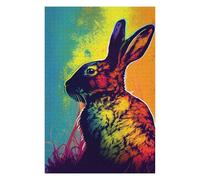Puzzles 75x50cm/1000pcs pour Adolescents Rabbit Popart Animal Puzzles pour Adultes Jouets Anti-Stress Cadeaux d'anniversaire pour Les Amis Et La Famille 75x50cm/1000pcs