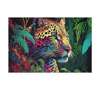 Puzzles 75x50cm/1000pcs pour Adolescents Rainbow Leopard in The Jungle Puzzle Adulte Jeu Manuel Décoration Parfaite Aide À Exercer Le Cerveau 75x50cm/1000pcs