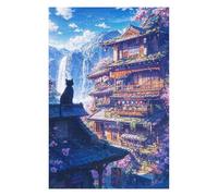 Puzzles 75x50cm/1000pcs pour Adolescents Sakura Anime Cat Japanese Puzzles pour Adultes Jouets Anti-Stress Cadeaux d'anniversaire pour Les Amis Et La Famille 75x50cm/1000pcs