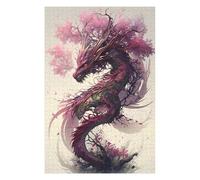 Puzzles 75x50cm/1000pcs pour Adolescents Sakura Dragon Puzzles pour Adultes Jeux De Détente Découpe De Précision Défi À Compléter 75x50cm/1000pcs