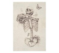 Puzzles 75x50cm/1000pcs pour Adolescents Skeleton and Roses Puzzle Adulte Jeu Manuel D'assemblage De Motifs pour Les Jeux 75x50cm/1000pcs