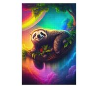 Puzzles 75x50cm/1000pcs pour Adolescents Smiling Sloth in Rainbow Sky Puzzles pour Adultes Jeux De Société pour S'amuser en Famille Un pour Les Jeux 75x50cm/1000pcs