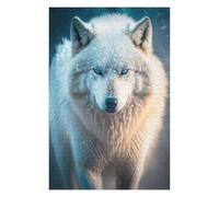 Puzzles 75x50cm/1000pcs pour Adolescents Snowy Wolf Portrait Puzzle pour Adultes, Jouet, Décoration Murale, pour S'amuser en Famille, Défi À Relever 75x50cm/1000pcs