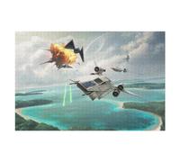 Puzzles 75x50cm/1000pcs pour Adolescents Space Battle Over A Tropical Island Puzzles pour Adultes, Jouet, Décoration Murale, Une Œuvre d'art, Défi Éducatif 75x50cm/1000pcs