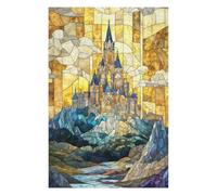 Puzzles 75x50cm/1000pcs pour Adolescents Stained Glass Castle Puzzles pour Adultes Jeu Manuel Améliore La Mémoire pour Les Joueurs 75x50cm/1000pcs