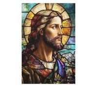 Puzzles 75x50cm/1000pcs pour Adolescents Stained Glass Jesus Puzzles pour Adolescents - Jeu Manuel - Décoration Murale - Cadeaux Anti-Stress 75x50cm/1000pcs