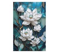 Puzzles 75x50cm/1000pcs pour Adolescents Stained Glass Lotus Flowers Jeu De Puzzle Familial pour Adultes, Amusant Et Humoristique, pour Stimuler Le Cerveau 75x50cm/1000pcs