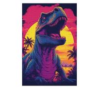 Puzzles 75x50cm/1000pcs pour Adolescents Vibrant Dinosaur Sunset Artwork Puzzle pour Adultes Jeux Familiaux mais Amusants Et Humoristiques Défi Éducatif 75x50cm/1000pcs