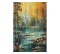 Puzzles 75x50cm/1000pcs pour Adolescents Vintage Lakeside Forest Puzzles À Monter Soi-même, Jouets De Course À La Main, Une Offre Idéale comme Cadeau pour Toute La Famille 75x50cm/1000pcs