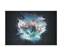 Puzzles 75x50cm/1000pcs pour Adolescents Warship Battle Sea Conflict Puzzle Adulte Jeu Manuel Décoration Parfaite Aide À Exercer Le Cerveau 75x50cm/1000pcs