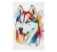 Puzzles 75x50cm/1000pcs pour Adolescents Watercolor Siberian Husky Puzzles À Monter Soi-même, Jouets De Course À La Main, Une Offre Idéale comme Cadeau pour Toute La Famille 75x50cm/1000pcs