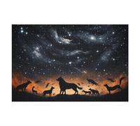 Puzzles 75x50cm/1000pcs pour Adolescents Wolves Under A Starlit Sky Puzzle Adulte Jeu Manuel Décoration Parfaite Aide À Exercer Le Cerveau 75x50cm/1000pcs