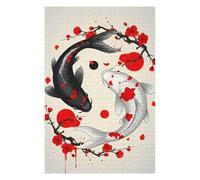Puzzles 75x50cm/1000pcs pour Adolescents Yin Yang Koi Fish Sakura Puzzles pour Adolescents - Jeu Manuel - Décoration Murale - Cadeaux Anti-Stress 75x50cm/1000pcs