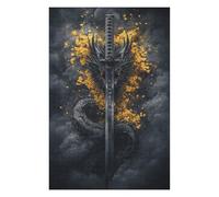 Puzzles 75x50cm/1000pcs pour Adultes Dragon Sword Fantasy Artwork Puzzle Adulte, Jeu De Réflexion, Décoration Intérieure, Défi À Relever 75x50cm/1000pcs