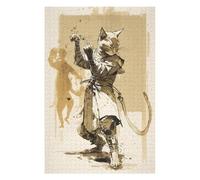 Puzzles 75x50cm/1000pcs pour Adultes Kitty Warrior Stance Puzzles pour Adultes, Jouets À Monter Soi-même, Cadeaux pour Femmes (Anniversaire, Noël) 75x50cm/1000pcs