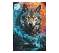 Puzzles 75x50cm/1000pcs pour Adultes Mystical Moon Lone Wolf Puzzles pour Adultes - Jeux Relaxants - Cadeaux De Précision pour Les Amis Et La Famille 75x50cm/1000pcs