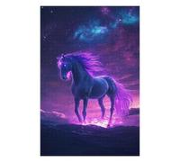 Puzzles 75x50cm/1000pcs pour Adultes Neon Space Cute Horse Puzzles pour Adultes, Jouets À Monter Soi-même, Cadeaux pour Femmes (Anniversaire, Noël) 75x50cm/1000pcs