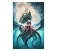 Puzzles 75x50cm/1000pcs pour Adultes Octopus Vs. Ship Ocean Battle Puzzles À Monter Soi-même, Jouets, Modèles À Assembler, Cadeaux pour Les Amis Et La Famille 75x50cm/1000pcs