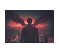 Puzzles 75x50cm/1000pcs pour Adultes Silhouette of A Man with Wings Over A Cityscape Puzzles pour Adultes Jeux Relaxants Découpe De Précision Stimule Le Cerveau 75x50cm/1000pcs