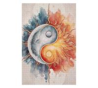 Puzzles 75x50cm/1000pcs pour Adultes Yin Yang Sun and Moon Puzzle pour Adultes, Jeu De Réflexion, Cadeau Amusant pour Toute La Famille Et Les Amis 75x50cm/1000pcs