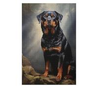 Puzzles 75x50cm/1000pcs Rottweiler Portrait Casse-tête pour Adultes, Jeu De Réflexion, pour S'amuser en Famille, Cadeaux d'anniversaire Et De Noël Uniques 75x50cm/1000pcs