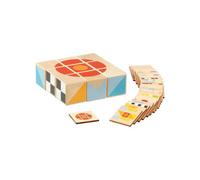 Puzzles 9 cubes en bois Jeu de combinaisons colorées Goki®