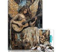 Puzzles à l'huile représentant Un Ange Jouant de la Guitare pour Adolescents,1000 Puzzles,pour des Vacances relaxantes et Un Moment de détente Chaque pièce est Unique - Jeu Familial Stimulant