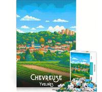 Puzzles Adolescent 1000 Pièces Affiche Chevreuse Yvelines, Jeux de Détente, Interaction Parent-Enfant, Jeu de Défi Unique 38x26cm