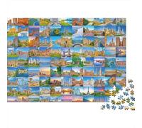 Puzzles Adulte Destinations de voyage1000 Pièces Défi Jouet Puzzle De Qualité Supérieure Puzzles Cadeaux pour Femmes pour Adultes Et Enfants À Partir De 12 Ans 52x38cm/1000pcs