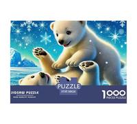 Puzzles Adulte Ours polaire1000 Pièces Jeu Éducatif Puzzle Décoratif Ice and Snow Animal Theme Puzzles Cadeaux pour Femmes pour Adultes Et Enfants À Partir De 12 Ans 38x26cm/1000pcs