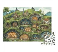 Puzzles Adulte Scène du Village Hobbit1000 Pièces Défi Jouet Puzzle De Qualité Supérieure Puzzles Cadeaux pour Femmes pour Adultes Et Enfants À Partir De 12 Ans 38x26cm/1000pcs