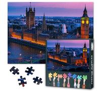 Puzzles adultes 1000 blocs, puzzle de Londres, Big Ben Times River Westminster Palace, puzzle adulte ou jouet pour amis âgés 50 x 70 cm