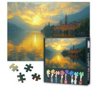Puzzles adultes 1000 blocs, puzzle italien lac Cuomo, montagnes vertes jeux de puzzle pour adultes ou jouets, convient aux amis plus âgés 50 x 70 cm