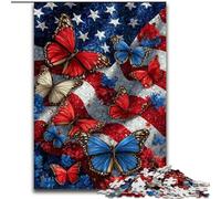 Puzzles Adultes 1000 Papillons Drapeau américain, pour Les 14 Ans et Plus, Chaque pièce est Unique - Jeu Amusant et Stimulant pour Toute la Famille, Bon Cadeau (Taille 26x38cm)
