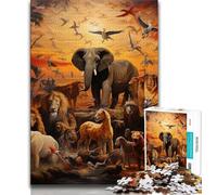 Puzzles Adultes 1000 pièces Animaux africains pour Adolescents, Jeux d'activités familiales stimulants, Jouets à Faire soi-même pour décoration Murale de la Maison (Taille 38x26cm)