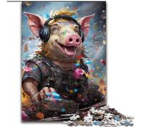 Puzzles Adultes 1000 pièces Art Animalier Cochon Puzzles en Bois pour Adultes Taille 50x75cm Jeu Familial interactif, Décoration d'intérieur DIY Défi cérébral Cadeau