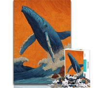Puzzles Adultes 1000 pièces Baleine mystérieuse 1000 pièces pour Adolescents avec Affiche et fiche de Questions-réponses Assorties pour Les 14 Ans et Plus 38x26cm