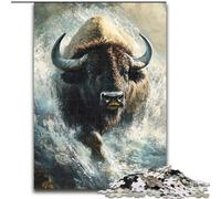 Puzzles Adultes 1000 pièces Buffalo, Jouets de Divertissement Familial, idéal comme Cadeau pour Toute la Famille à partir de 14 Ans (Taille 26x38cm)