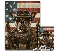 Puzzles Adultes 1000 pièces Bulldog Forces spéciales Puzzles en Bois pour 14 Ans et Plus Difficile à Terminer mais Amusant et Humoristique Cadeau d'anniversaire 50X75CM