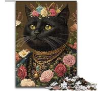 Puzzles Adultes 1000 pièces Chat avec Frida Kahlo Puzzles 1000 pièces pour Adultes Parfait pour Les Adolescents et Les Loisirs en Famille, pour Les Anniversaires (Taille 26x38cm)