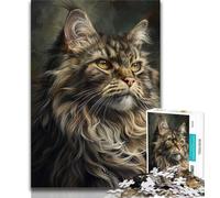 Puzzles Adultes 1000 pièces Chat Maine Coon 1000 pièces pour Adultes, Jeu de Quiz, décoration Murale, Cadeaux d'anniversaire et de Noël Uniques (Taille 75x50cm)