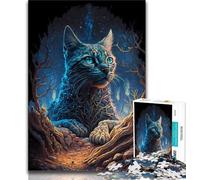 Puzzles Adultes 1000 pièces, Chat Mystique de la Savane, 1000 pièces pour Adultes, Jeux éducatifs, décoration Murale, Cadeaux d'anniversaire et de Noël Uniques (Taille 38x26cm)