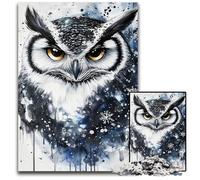 Puzzles Adultes 1000 pièces Chouette Noire et Blanche Puzzles en Carton pour 14 Ans et Plus Difficile à Terminer mais Amusant et Humoristique Cadeau d'anniversaire 26x38cm