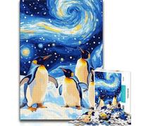 Puzzles Adultes 1000 pièces Ciel Nocturne Difficile Pingouin du Ciel Nocturne 1000 pièces pour Adultes, Anti-Stress Staycation Kill Time Interaction Parent-Enfant (Taille 38x26cm)