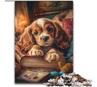 Puzzles Adultes 1000 pièces Cocker Spaniel Difficile en Train de Lire, pour 14 Ans et Plus, pour s'amuser en Famille et Jouer, Collection d'artistes, Beaux-Arts (Taille 50x75cm)