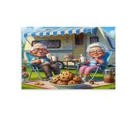 Puzzles Adultes 1000 Pièces ColoréesCamping d'un Couple de Personnes âgéesDéfis Parfait Soie de Jeu Bricolage Maison Décoration Murale Cadeaux Noël Nouvel an Anniversaire 26x38cm