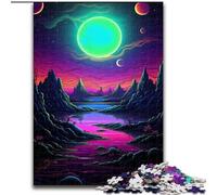 Puzzles Adultes 1000 pièces Couchers de Soleil néon colorés en Bois, Jeu Familial interactif, Convient aux 14 Ans et Plus 50x75cm pour Jeu interactif Familial